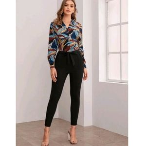 Black Shein self tie belted skinny pants